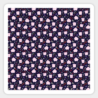 Cute little pigs dancing around sweet florals Sticker